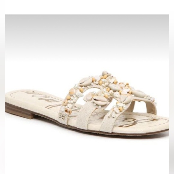 Sam Edelman Shell Sandal Slides Size 10 Worn 1x Like New Bohemian Beach 🐚🪸🐚 - Picture 2 of 15